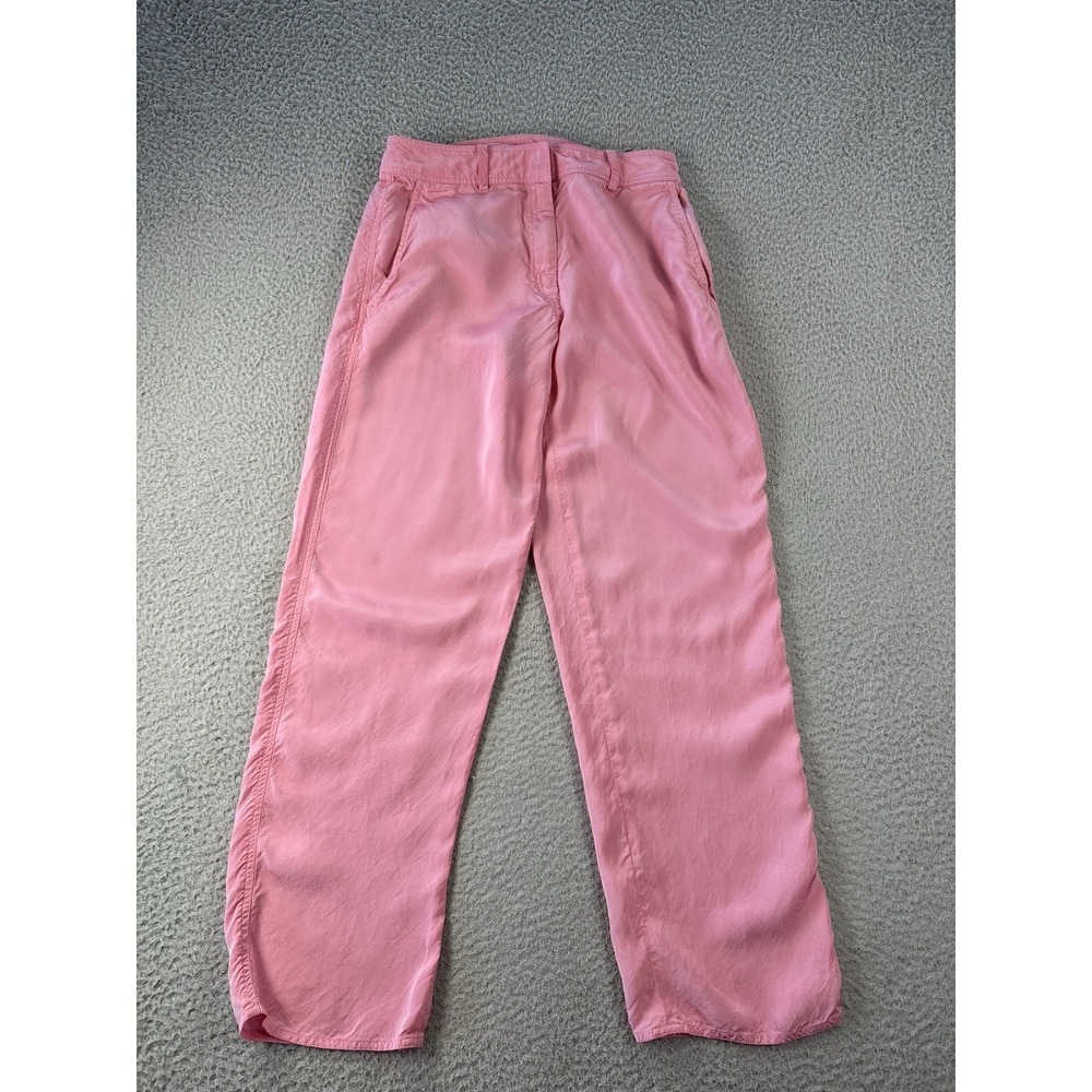 Sies Marjan Pants Womens 2 Pink Satin Cinch Back Straight Leg Crop Trousers